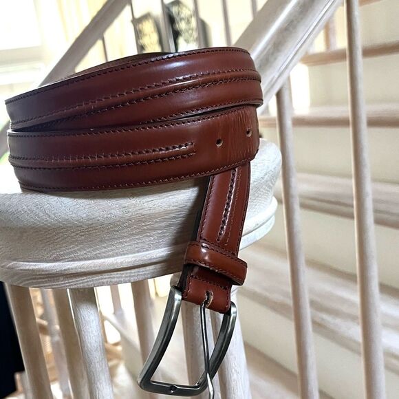 Paul Frederick Genuine Leather Made In Italy Cognac Brown Belt 42 - Picture 3 of 15